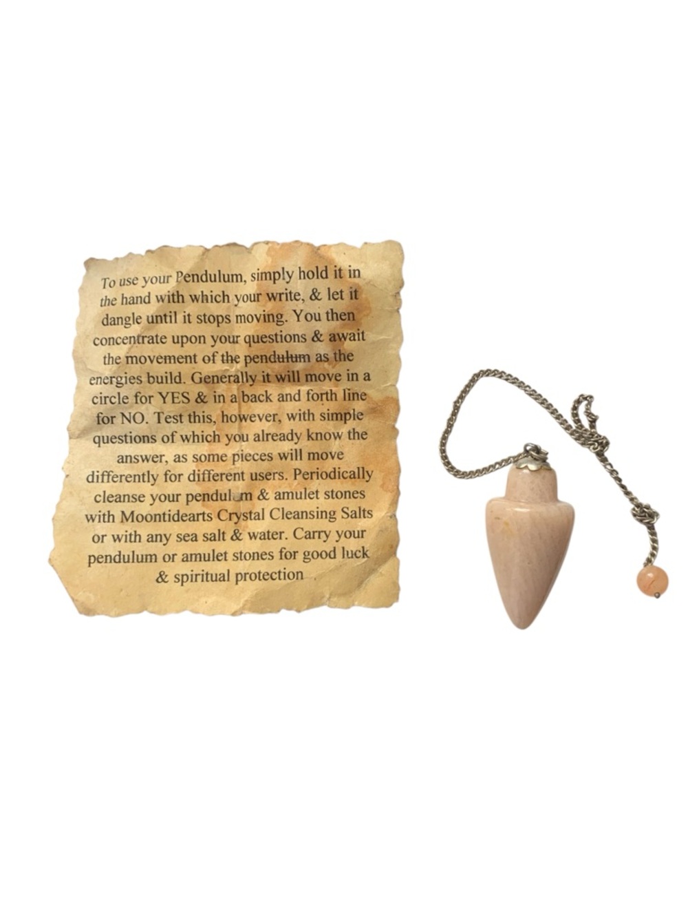 Dowsing Pendulum Natural Gemstone Peach Moonstone Divination Energy Chakra
